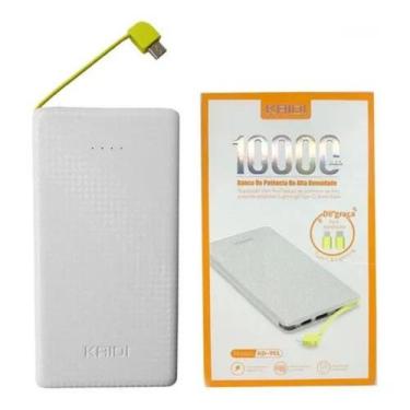 Imagem de Carregador Power Bank Portátil Kaidi 10.000 mAH Alta Densidade, Branco