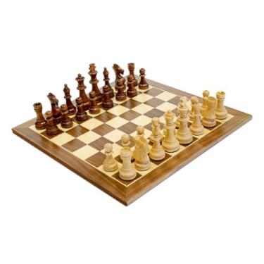 Imagem de Traditional Staunton Wooden Chess Set - 15 inch Wood Chess Board with 3.75 in. King