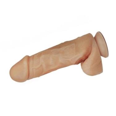 Imagem de Pênis Realístico Com Escroto E Ventosa 18 X 5Cm Prótese Compacto Dildo Penetração PV015