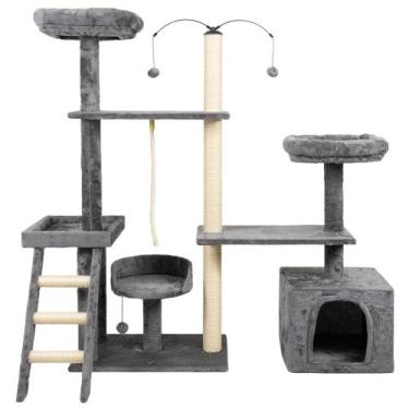 Imagem de Arranhador de gato grande, luxuoso, ajustável, multifuncional com casa
