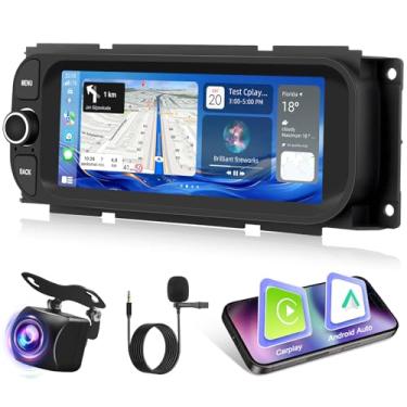 Imagem de Rádio de carro 2 + 64 G para Dodge RAM 2002-2005 para Jeep Wrangler 2003-2006 para Jeep Grand Cherokee 1999-2004, tela de 6,8 polegadas estéreo Android com Carplay/Android Auto/EQ Audio/SWC/Bluetooth