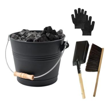 Imagem de Balde Para Cinzas de Lareira | Metal Resistente E Portátil - Pá e Balde Para Cinzas de Fogão a Lenha e Lareira Externa - Para Limpeza Coleta e Descarte em Ambientes Internos e