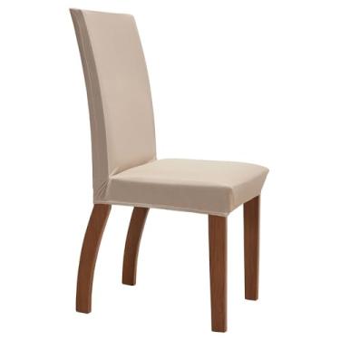 Imagem de Kit 4 Capas Protetoras para Cadeiras de Jantar em Malha Gel, Laváveis com Elástico, Assento 45x55cm, Encosto 45x60cm (Avelã)