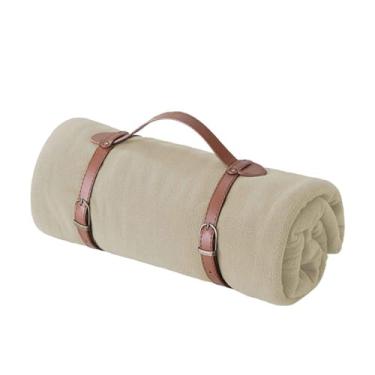 Imagem de Cobertor de lã com peso e mantas para mulheres, homens, adultos, longo, solteiro para sofá, quente, macio, confortável para outono e inverno, portátil, lavável na máquina (bege, 100 x 150 cm)