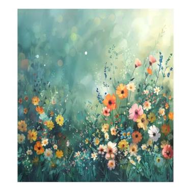 Imagem de Blueangle Pintura de flores coloridas, capa magnética para lava-louças, decoração frontal da capa da máquina de lavar louça, adesivos de eletrodomésticos, adesivos de eletrodomésticos, 58 cm C x 66 cm