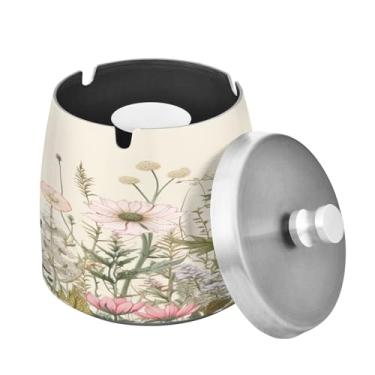 Imagem de Blueangle Cinzeiro de flores de ervas com tampa para cigarros, à prova de vento/chuva, aço inoxidável, sem fumaça, inodoro, cinzeiro para uso interno ou externo (39)