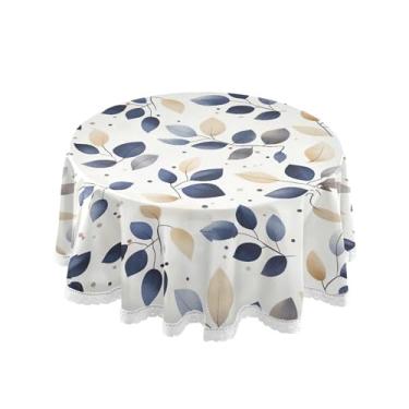 Imagem de SEHANY Toalha de mesa redonda com folhas verdes pastorais, 152 cm, tecido lavável sem rugas, toalha de mesa redonda com renda decorativa para restaurante, casamento, acampamento, festa Fiesta Cinco de