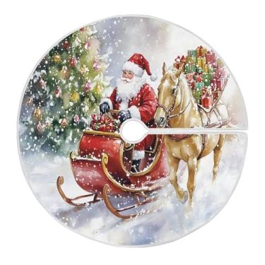 Imagem de SEHANY Saia para árvore de Natal, 122 cm, Papai Noel, vermelha, decoração de árvore de Natal, tapetes para decoração de festa de Natal em casa
