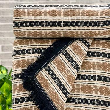 Imagem de Manta Diamante Super King 100% Algodão 260x250 Listra Bege Com Franja Preta