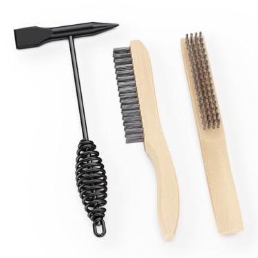 Imagem de bestarc Martelo de solda com alça de mola helicoidal, cinzel vertical cruzado escova de arame de soldagem de 24 cm para remoção de escória de ferrugem