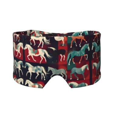 Imagem de Vários tipos de máscara para dormir com estampa de cavalos para olhos e orelhas, respirável, ajustável, blecaute, venda, confortável