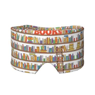Imagem de Coleção de prateleiras de livros engraçadas e impressão em escada, máscara para dormir para olhos e orelhas, respirável, ajustável, blecaute, venda, confortável