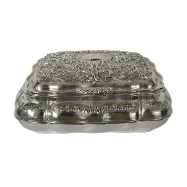 Imagem de Porta Joias Retrô Zamac Prateado - 13x11x5cm - Guarde Suas Joias com E