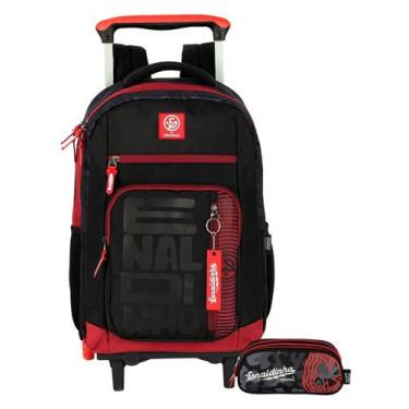 Imagem de Kit Enaldinho Mochila 2Em1 Rodas + Estojo Triplo Resistente - Luxcel