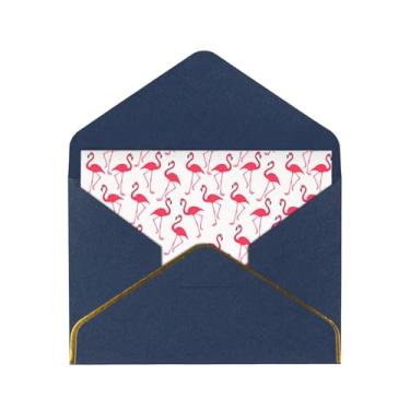 Imagem de SKKNT Cartões de felicitações com estampa de flamingo vermelho para todas as ocasiões, convites de festa de aniversário de casamento, 12,7 x 15,2 cm