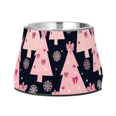 Imagem de Burbuja Tigela de árvore de Natal para cães de aço inoxidável para comida e água, antiderrapante para cães médios e gatos, 590 ml