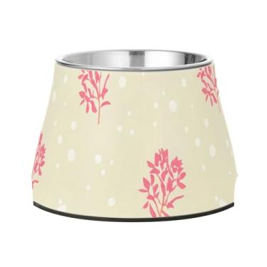 Imagem de Burbuja Tigela de comida de aço inoxidável para cães Winter Flowers para comida e água, antiderrapante para cães médios e gatos, 590 ml