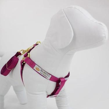 Imagem de Peitoral Americano Seda Para Cães com Guia Bonito Pra Cachorro (Fucsia, G)