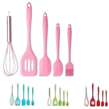 Imagem de Kit Utensílios de Cozinha Silicone 5 Peças Colher Espátulas e Fue Antiaderente e Resistente ao Calor ((Kit 5 peças * 3) Aleatorio)