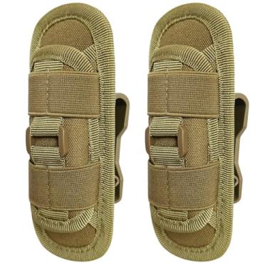 Imagem de MUCHER Pacote com 2 coldre para lanterna Molle, cinto tático, suporte para lanterna, bolsa giratória, estojo de transporte com mosquetão de 360 graus, clipe para carretel de mosquetão de 360 graus