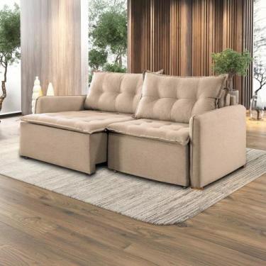 Imagem de Sofá Cama Retrátil e Reclinável 220cm Linho Flórida - Lufer Estofados