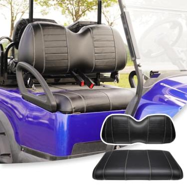 Imagem de SHUNCHENXIANG Capas de assento de carrinho de golfe serve para almofada de assento dianteiro Club Car Precedent 2004+, listra personalizada de couro macio, confortável/antiarranhões/fácil de limpar