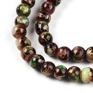 Imagem de 100 peças 4 mm imitação de vidro jade contas redondas verde-mar escuro contas de vidro rachado contas espaçadoras soltas lisas para brincos faça você mesmo, colar, pulseira, fabricação de joias