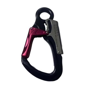 Imagem de Pegciuho Clipe de Mosquetão, Gancho de Mosquetão de Travamento Duplo, Força 35kn, Versátil, Gancho de Mosquetão de Mola de Liga de Alumínio para, preto