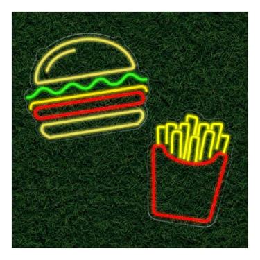 Imagem de Kit Painel Neon Led Hamburguer + Batata Frita Decoração Cor Colorido Colorido 127/220v