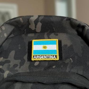 Imagem de BP0032N-001 Bandeira Argentina Patch Bordado 7,5×6,3cm (B) Fecho de contato gancho)