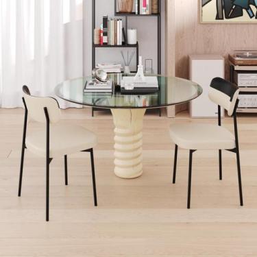 Imagem de Conjunto 2 Cadeiras de Jantar Mynna Tecido Mesclado Est.Preta - Metali