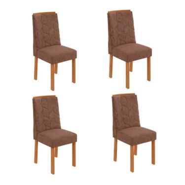 Imagem de Conjunto com 4 Cadeiras Astrid Revestimento Sintético Avelã e Amêndoa