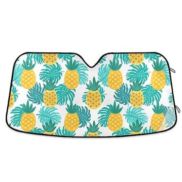 Imagem de Linda capa de sol para para-brisa de abacaxi, persianas de janela de carro, proteção UV, para-sol dobrável para janela de carro, acessórios de verão para carro