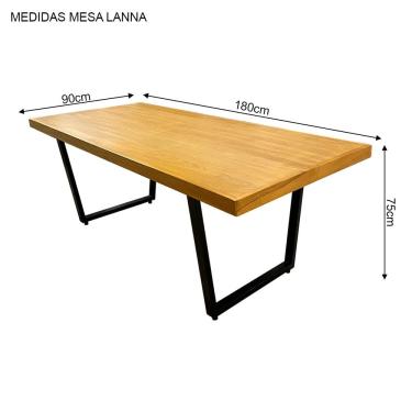 Imagem de Conjunto Mesa Industrial Lanna 1,80m Ferragem Preta com Banco Industrial Lanna