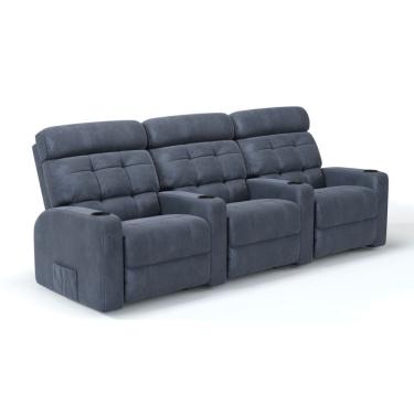 Imagem de Sofá 3 Lugares Reclinável Manual Linha Cinema Em Suede