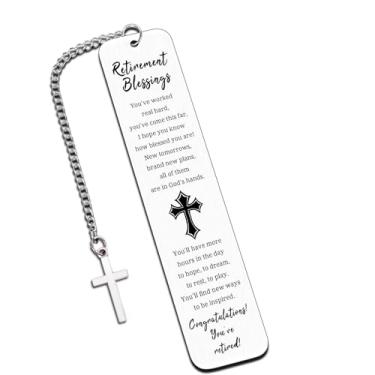 Imagem de Haukea Presente de aposentadoria para mulheres e homens, presentes de bênçãos de aposentadoria para colegas de trabalho, amantes de livros, bíblia, cruz de metal