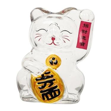 Imagem de BLWOTMOR Cofrinho em Forma de Gato - Escultura de Animal - Pote de Vidro Transparente para Guardar Moedas - Função Decorativa - Ideal para Prateleira de Casa O, Ouro