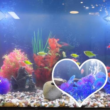 Imagem de BLKLWISDOM Conjunto de plantas artificiais de aquário, decorações realistas de aquário com folhas macias e base pesada, acessórios seguros para aquário Betta para tanques de água doce ou salgada de 5