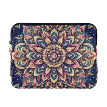 Imagem de Pasta para laptop quadrada mandala fina, leve, à prova d'água, capa para computador de viagem para homens e mulheres de 13 a 14 polegadas