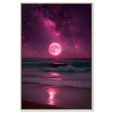 Imagem de Arte de parede de astronauta com impressão em tela Shimmering Sea II por Art Remedy, moldura prateada, 50 x 76 cm