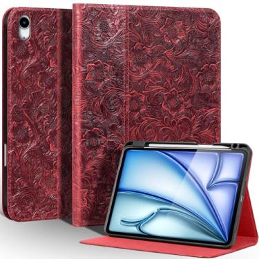 Imagem de Gexmil Capa de couro para iPad Air 11 polegadas M3 2025/M2 2024, iPad Air 10,9 polegadas 5ª/4ª geração 2022/2020, capa de couro de grão superior com suporte para lápis, hibernar/despertar automático