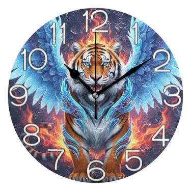 Imagem de GAIGEO Relógio de parede analógico decorativo estético silencioso sem tique-taque quarto relógio de cozinha, arte de parede boho decoração de casa, número de relógio branco com Kedu, 25 cm, ponteiros