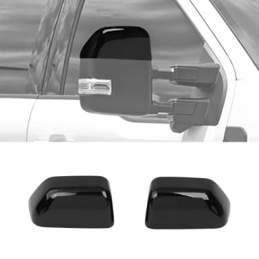 Imagem de RAZPOY Capa de espelho retrovisor lateral com acabamento de concha metade superior compatível com Ford F250/F350/F450/F550 2017-2023, preto