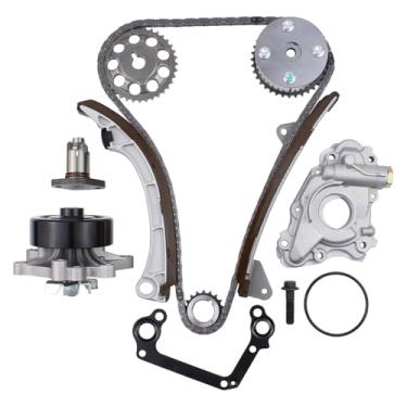 Imagem de MOTOKU Kit de trilho de guia do tensor da corrente de sincronização do motor com bomba de óleo de engrenagem VVT e bomba de água para Pontiac Vibe para Chevrolet Prizm para Toyota MR2 Spyder Celica