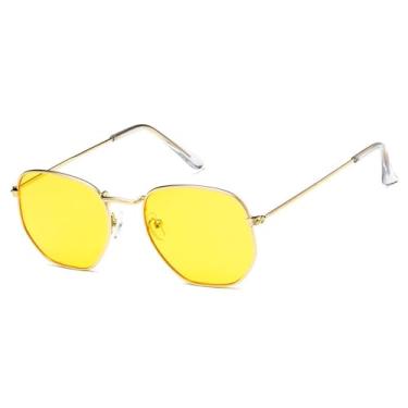 Imagem de Óculos de Sol Pequenos Unissex em Metal com Cores Candy, Proteção UV400, Ideais para Esportes ao Ar Livre, Corrida e Ciclismo, Cor Amarelo Dourado