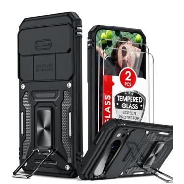 Imagem de LeYi Capa para Pixel 9, capa para Google Pixel 9 com capa para câmera deslizante + [2 pacotes] protetor de tela de vidro temperado, capa de telefone de grau militar 360 com suporte para Pixel 9, preta