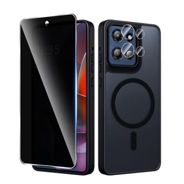 Imagem de Yskbilm Capa para Moto G Stylus 2025, com protetor de tela de privacidade e protetor de lente da câmera, [militar à prova de choque] capa traseira fina para celular Moto G Stylus 2025, preta