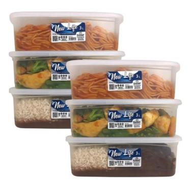 Imagem de Kit 6 Potes 3 Litros Para Marmita Plástico Reforçado - Plasmont