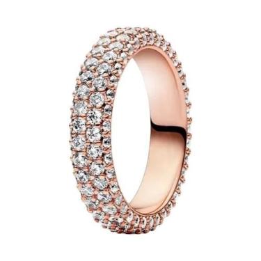 Imagem de Anel Feminino Em Prata Esterlina 925 Com Ouro Rosa E Pedra Em Forma De