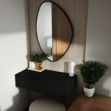 Imagem de Penteadeira Suspensa com Gaveta e Corrediça – Mesa de Maquiagem Compacta para Quarto, MDF/MDP, Design Moderno (Preto ou Branco) | Kelan